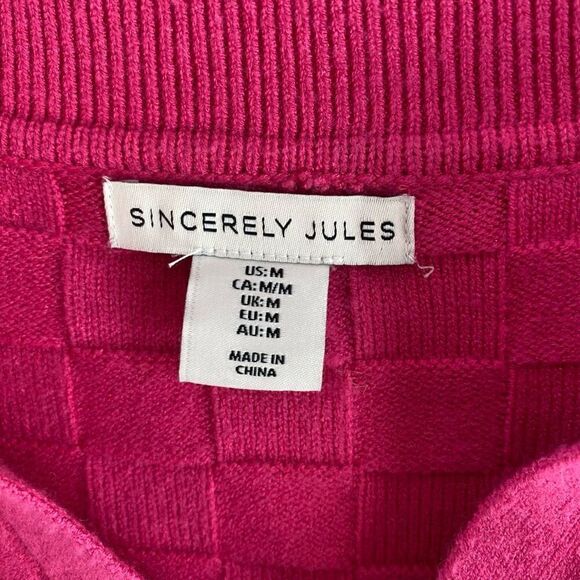 Sincerely Jules Women’s Pink Box Collared Knit Pullover Sweater Size Medium - Picture 3 of 6